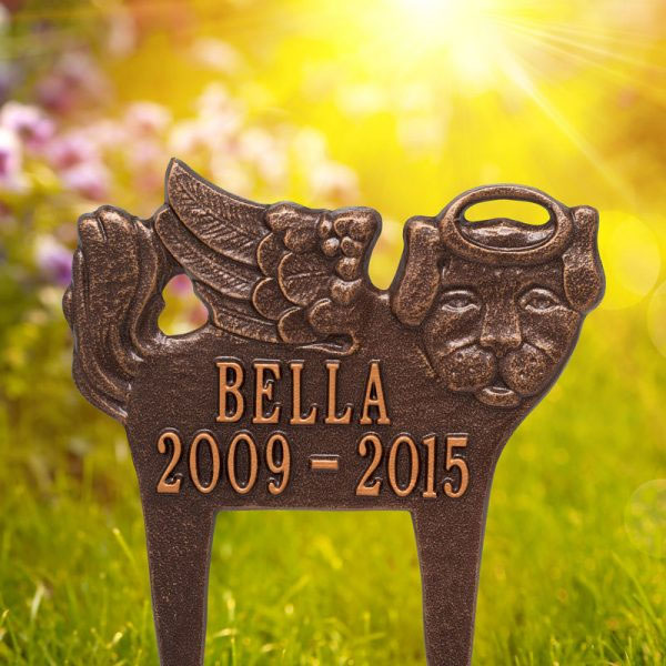 Guardian Angel Pet Dog Memorial Lawn Plaque-Black/Gold - Image 3